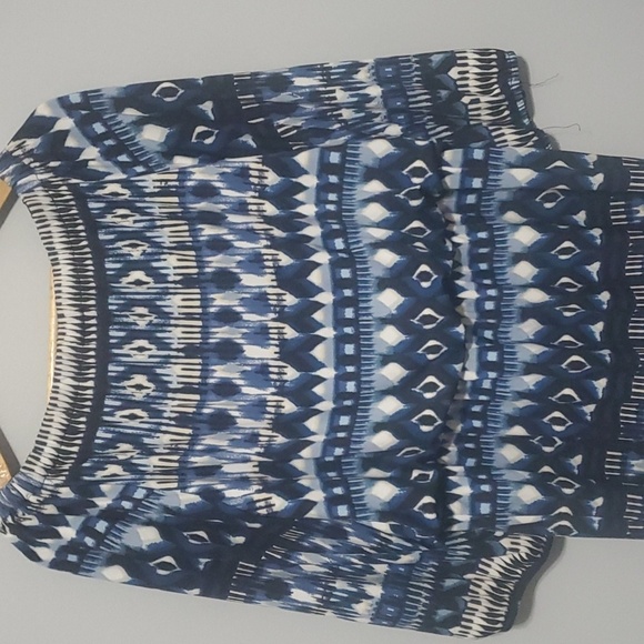 AB Studio dress women's size large Geometric abstract print elastic waist - Picture 7 of 13